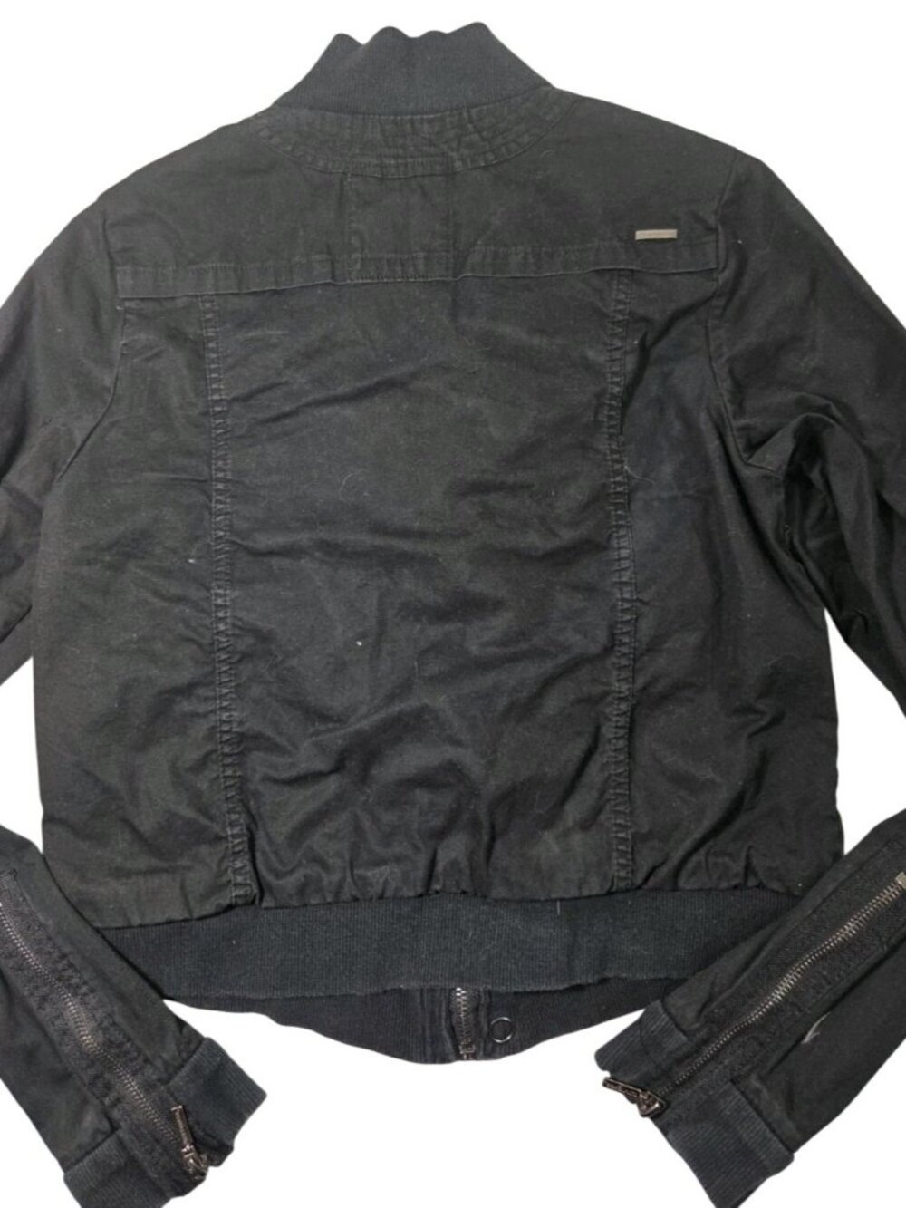 VTG Y2K Womens Ecko Unltd Cargo Utility Bomber Jacket Black Sz M Grunge Skater - Picture 5 of 6
